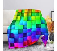 Kuiaobaty Coperte morbide quadrate colorate per divano, copriletti caldi e accoglienti per letto singolo, coperte astratte color arcobaleno per l'inverno