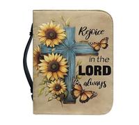 Kuiaobaty, copertina per libro con croce e girasoli, stampa con parole del Signore, custodia in pelle per taccuini, borsa per Bibbia, regalo per mamma cristiana, taglia XL
