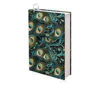 Kuiaobaty Copertina per libro con motivo pavone verde, 28 x 22,9 cm, stile bohémien, con piume di uccello, lavabile, panno protettivo per libri di testo