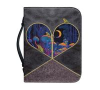 Kuiaobaty Custodia a libro in pelle con manico, motivo rane della foresta magica, con funghi mistici, rana, porta libri con segnalibro, idea regalo, 2XL