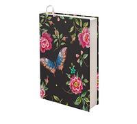 Kuiaobaty Custodia a libro vintage con fiori a farfalla per gli amanti dei libri, rosa floreale protettivo slip on cover giacche per libro scolastico