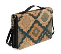 Kuiaobaty Custodia da donna con stampa geometrica etnica per la Bibbia, borsa da chiesa, motivo tribale a zigzag rombico, manico in pelle PU, borsa per il trasporto della Bibbia, misura XL