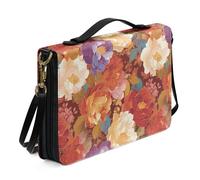 Kuiaobaty Custodia per bibbia con stampa floreale di camelia con manico e tasca per penna, borsa grande per la Bibbia da donna con tracolla