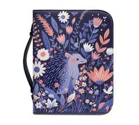 Kuiaobaty Custodia per libro in pelle con motivo floreale riccio con manico, porta bibbia con pittura floreale con riccio, borsa per il trasporto con segnalibro, regalo per amanti dei libri, M