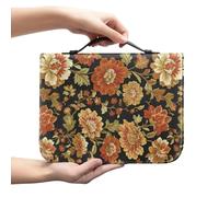 Kuiaobaty Custodia protettiva vintage per libri d'arte floreale da chiesa, borsa protettiva per il trasporto di libri con manico per pittura di fiori arancioni, borsa organizer per libri, regalo a