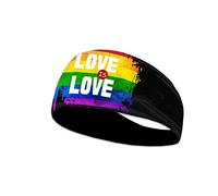 Kuiaobaty Fasce per capelli Gay Pride per uomini e donne, Love is Love - Foulard unisex con fascia per la testa arcobaleno antiscivolo e leggera, colore: nero