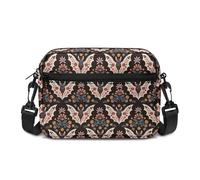 Kuiaobaty Folk Floral Cross Body Bag Donna Mandala Spalla Borsa a Tracolla Cerniera Crossbody Borsa Messenger Bag Tracolla Regolabile, Pipistrello Folk Floreale, Taglia unica