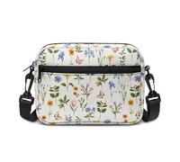 Kuiaobaty Folk Floral Cross Body Bag Donna Mandala Spalla Borsa a Tracolla Cerniera Crossbody Borsa Messenger Bag Tracolla Regolabile, Fiori botanici bianchi, Taglia unica
