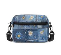 Kuiaobaty Folk Floral Cross Body Bag Donna Mandala Spalla Borsa a Tracolla Cerniera Crossbody Borsa Messenger Bag Tracolla Regolabile, Margherita Patchwork Denim, Taglia unica