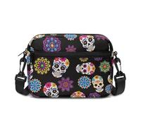 Kuiaobaty Folk Floral Cross Body Bag Donna Mandala Spalla Borsa a Tracolla Cerniera Crossbody Borsa Messenger Bag Tracolla Regolabile, Teschi Mandala Floreale, Taglia unica