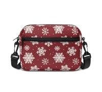 Kuiaobaty Folk Floral Cross Body Bag Donna Mandala Spalla Borsa a Tracolla Cerniera Crossbody Borsa Messenger Bag Tracolla Regolabile, Natale fiocco di neve rosso, Taglia unica