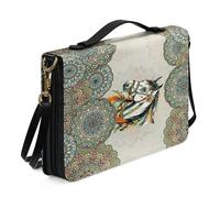 Kuiaobaty Grande custodia per libri con stampa di cavalli retrò con manico, motivo etnico mandala floreale, borsa per libri da chiesa, borsa per studio biblico, borsa per libri biblici