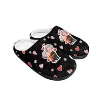 Kuiaobaty Graziose pantofole per la casa dei cani con memory foam, tartarughe, polli, pipistrelli, stampa indoor, pantofole invernali all'aperto scarpe da casa, Vecchia Coppia Cuori, 43.5/44 EU