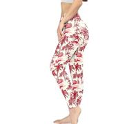 Kuiaobaty Leggings da donna Floreale Running Gym Leggings, stampa leopardata a vita alta morbidi pantaloni da yoga tute atletiche, Toile Island Palma Rosso, XS