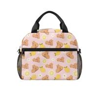 Kuiaobaty Lemon Capybara - Borsa termica per il pranzo, per bambini dagli 8 ai 10 anni, a prova di perdite, con tasca laterale in rete, per studenti delle scuole elementari, borsa leggera per alimenti