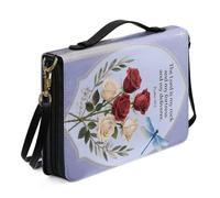 Kuiaobaty Lord Saying Bible Case Large Leather Book Bag con cerniera, rosa libellula copertina libro Chiesa maniglia borsa per le donne, 2XL