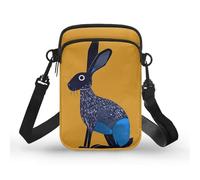 Kuiaobaty Mini borsa a tracolla per cellulare, da donna, piccola borsa a tracolla con tasche multiple con cerniera, Coniglio disegnato a mano, Taglia unica