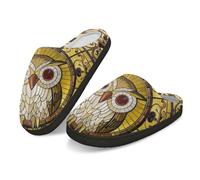 Kuiaobaty Pantofole da donna a forma di gatto con cartoni animati, pantofole pelose natalizie, comode scarpe da casa, per interni ed esterni, suola rigida, Gufo d'arte marocchina, 40.5/41 EU