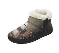 Kuiaobaty Pantofole da donna a forma di gatto, con stampa di cani, calde, in finta pelliccia, per interni ed esterni, Fantasma lettura floreale, 40.5 EU