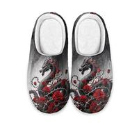 Kuiaobaty Pantofole da donna, comode, in memory foam, stile gotico, per Halloween, invernali, con suola esterna, Drago Spinoso Rosa, 43.5/44 EU