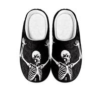 Kuiaobaty Pantofole da donna, comode, in memory foam, stile gotico, per Halloween, invernali, con suola esterna, Scheletro che tiene la mano, 45/45.5 EU