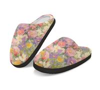 Kuiaobaty Pantofole da donna con fiori ad acquerello accoglienti pantofole calde per le donne, pantofole invernali colorate con margherite dipinte pantofole invernali comode per interni