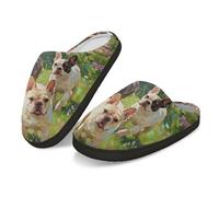Kuiaobaty Pantofole da donna, con pittura a olio, in feltro, morbide, calde, per interni ed esterni, Bulldog francese., 43.5/44 EU