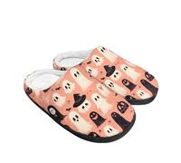 Kuiaobaty Pantofole da donna e uomo, stampa mucca, porcellino d'India, pantofole con stampa di cani, con calda fodera in flanella, stile casual, per camera da letto, Fantasmi Kawaii, 40.5/41 EU