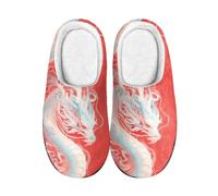 Kuiaobaty Pantofole da donna in memory foam, a righe zebrate, invernali, da casa, per interni ed esterni, Drago Bianco, 43.5/44 EU