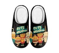 Kuiaobaty Pantofole da donna in memory foam, con stampa di frutta e cibo, scarpe da casa, Amo Hamburger, 43.5/44 EU