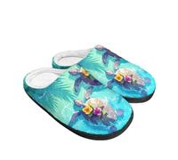 Kuiaobaty Pantofole invernali da donna, a forma di animale, in feltro, morbide, calde, per interni ed esterni, Fiore Tartaruga Oceano, 42/42.5 EU