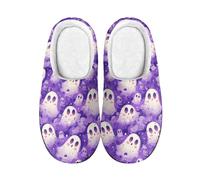 Kuiaobaty Pantofole invernali da donna con memory foam, musical, arcobaleno, stampa teschi, pantofole invernali per interni ed esterni, Fantasmi Carini Viola, 43.5/44 EU