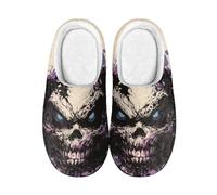 Kuiaobaty Pantofole invernali da donna con memory foam, musical, arcobaleno, stampa teschi, pantofole invernali per interni ed esterni, Teschio Schizzi Nero, 37/38 EU