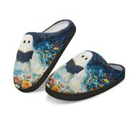 Kuiaobaty Pantofole invernali da uomo con motivo musicale, vestibilità ampia, flora vintage, stampa di porcellini d'India, pantofole antiscivolo, Lettura di fantasmi, 39.5/40 EU