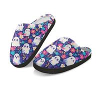 Kuiaobaty Pantofole invernali da uomo con motivo musicale, vestibilità ampia, flora vintage, stampa di porcellini d'India, pantofole antiscivolo, Fantasmi Floreali, 37/38 EU