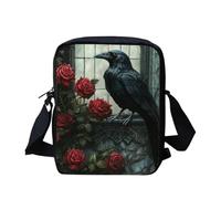 Kuiaobaty Piccola borsa a tracolla da donna borsa per cellulare piccola borsa a tracolla per scuola ragazzo ragazza borse a tracolla, Rose corvi gotiche