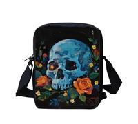 Kuiaobaty Piccola borsa a tracolla da donna borsa per cellulare piccola borsa a tracolla per scuola ragazzo ragazza borse a tracolla, Rosa Teschio Blu