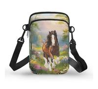 Kuiaobaty Piccola borsa a tracolla per telefono da donna borsa a tracolla Union Jack Flag Phone Pouch Zipper Sling Purse, Pittura Cavallo, Taglia unica