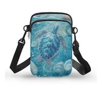 Kuiaobaty Piccola borsa a tracolla per telefono da donna borsa a tracolla Union Jack Flag Phone Pouch Zipper Sling Purse, Tartaruga Blu Oceano, Taglia unica