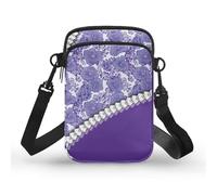 Kuiaobaty Piccole borse a tracolla Hawaii tribali borse per telefono cellulare per donne, tartaruga marina borsa a tracolla da viaggio tasche con cerniera, Viola Tribale Samoano, Taglia unica
