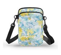 Kuiaobaty Piccole borse a tracolla Hawaii tribali borse per telefono cellulare per donne, tartaruga marina borsa a tracolla da viaggio tasche con cerniera, Palma Squalo Mare, Taglia unica