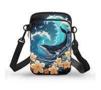 Kuiaobaty Piccole borse a tracolla Hawaii tribali borse per telefono cellulare per donne, tartaruga marina borsa a tracolla da viaggio tasche con cerniera, Fiori di balena, Taglia unica