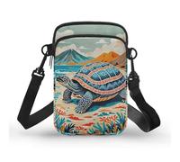 Kuiaobaty Piccole borse a tracolla Hawaii tribali borse per telefono cellulare per donne, tartaruga marina borsa a tracolla da viaggio tasche con cerniera, Tartaruga marina Ocean Art, Taglia unica