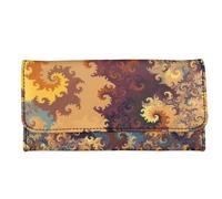 Kuiaobaty Portafogli da donna con fiori ad acquerello, in pelle sintetica, con texture marmorizzata, idea regalo per donna, Spirale Fractal Marrone, Casual