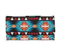 Kuiaobaty Portafoglio lungo in pelle con stampa di gatto carino per donne, a righe arcobaleno, pochette con scomparti per carte di credito a tre ante, Tribale africano, Casual