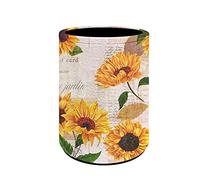Kuiaobaty - Portamatite da scrivania in pelle PU per cancelleria, organizer da ufficio con stampa girasole vintage