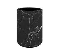 Kuiaobaty Portapenne in marmo nero, tazza per scrivania, motivo marmo, porta pennelli da trucco per donne, supporto per accessori da scrivania durevole