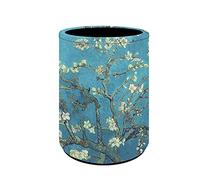 Kuiaobaty Portapenne vintage blu con stampa di fiori di pesca in pelle PU astuccio porta trucco impermeabile