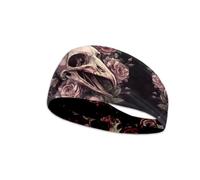 Kuiaobaty Raven - Fascia da donna con stampa di teschio, stile gotico, per corsa, ciclismo, cross training, yoga, allenamento, pulizia del viso
