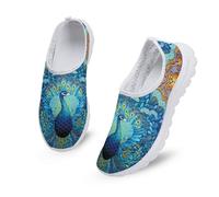Kuiaobaty Scarpe da corsa da donna, con animali, teschi, farfalle, comode, da infermiera, per lavoro di lunga durata, Coda di pavone blu, 36.5 EU